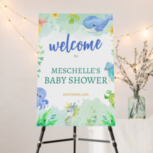 Summer Under the Sea Blue Green Baby Shower Foam Board