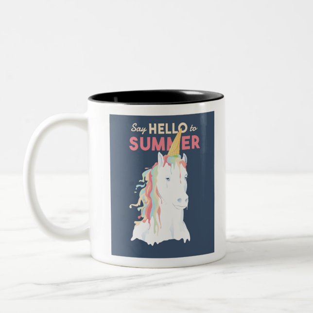 Summer Unicorn Two-Tone Coffee Mug (Left)