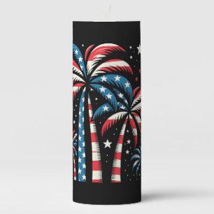 Summer USA Flag 4th of July Pillar Candle