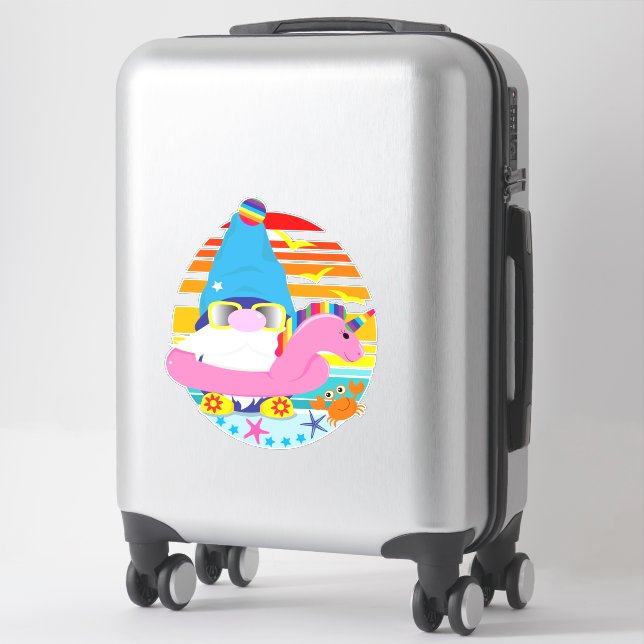 Summer Vacation Beach Gnome Sticker (Suitcase)