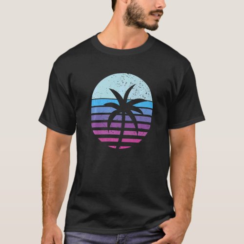 Summer Vacation Beach Palm Trees Retro Style Tropi T_Shirt