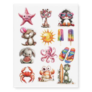 summer vacation beach party temporary tattoos