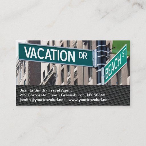 Customizable Summer Vacation Beach Street Signs Business Card Templates