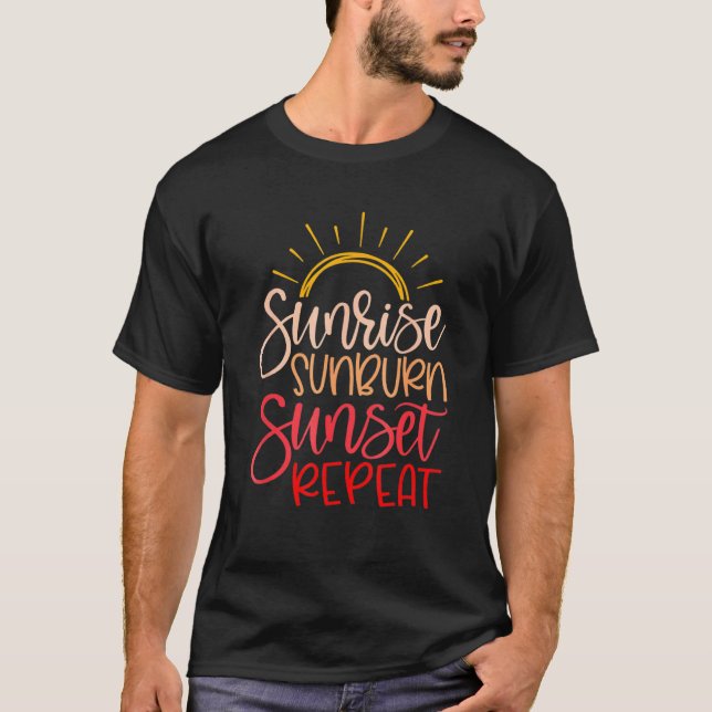 Summer Vacation Beach Sunrise Sunburn Sunset Repe T-Shirt (Front)