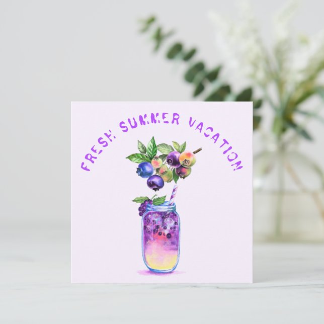Summer Vacation Card Blueberry Cool Drink (Standing Front)