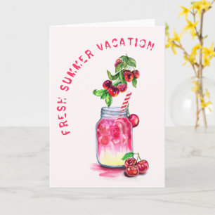 Summer Vacation Card Fresh Cherry Drink