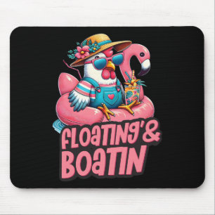 Summer Vacation Chicken Floating Boating Summer Vi Mouse Pad