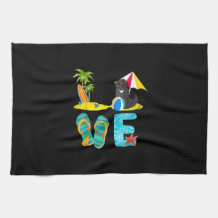 Summer vacation dog gift newfie design kitchen towel