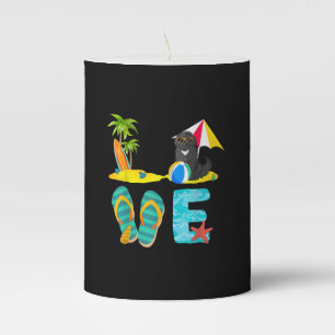 Summer vacation dog gift   newfie design pillar candle