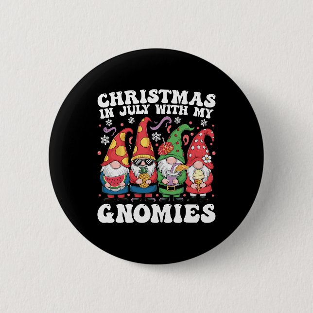 Summer Vacation Gnomes Lover Funny Christmas In Ju Button (Front)