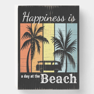 Summer Vacation Happiness is a Day at the Beach Wooden Box Sign