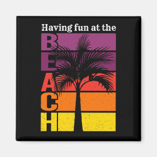 Summer Vacation Having Fun at the Beach Retro Magnet
