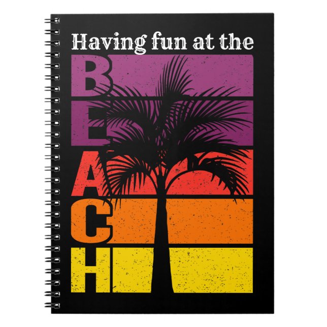 Summer Vacation Having Fun at the Beach Retro Notebook (Front)