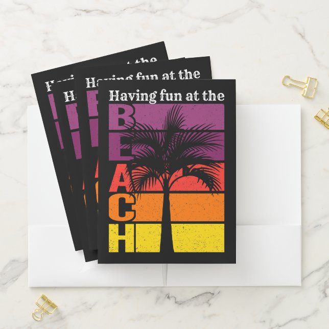 Summer Vacation Having Fun at the Beach Retro Pocket Folder (In Situ)