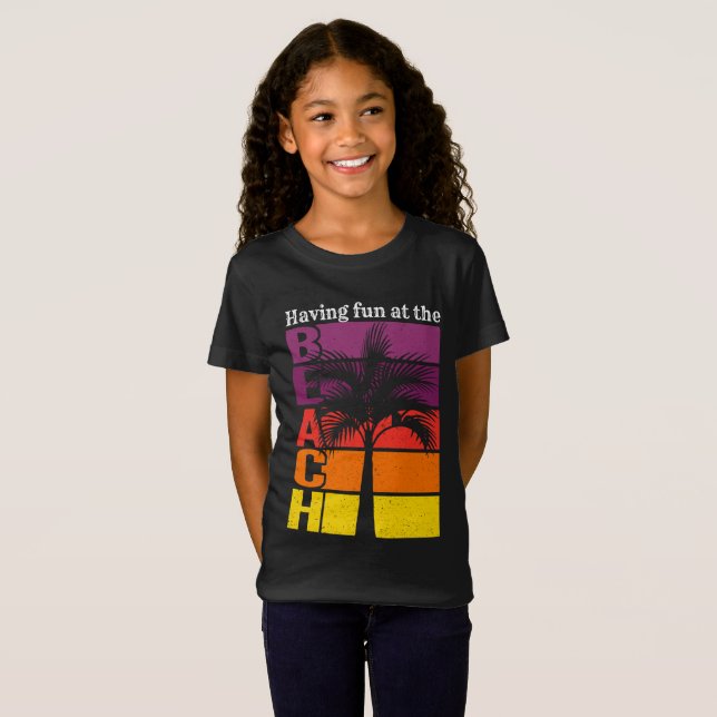Summer Vacation Having Fun at the Beach Retro T-Shirt (Front Full)