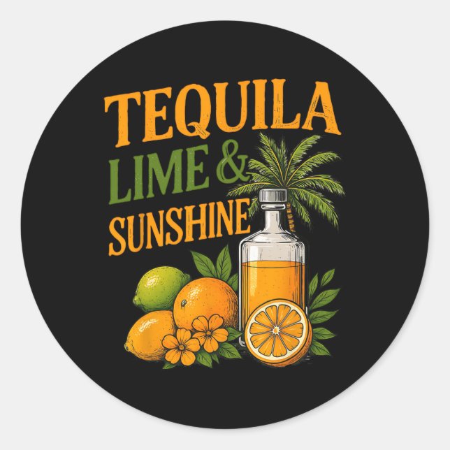 Summer Vacation Holiday Beach Tequila  Classic Round Sticker (Front)