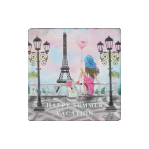 Summer Vacation In Paris Stone Magnet Eiffel Tower