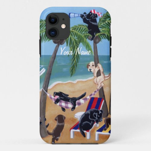 Summer Vacation Labradors Painting iPhone 11 Case
