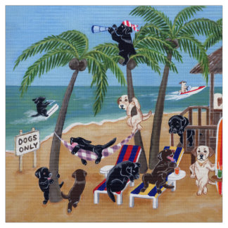 Summer Vacation Labradors Painting Fabric
