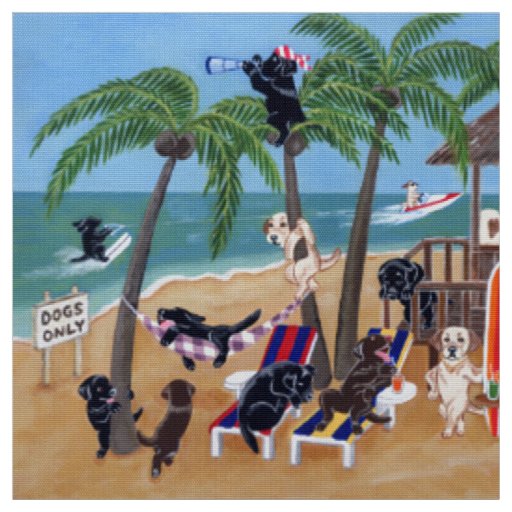 Summer Vacation Labradors Painting Fabric