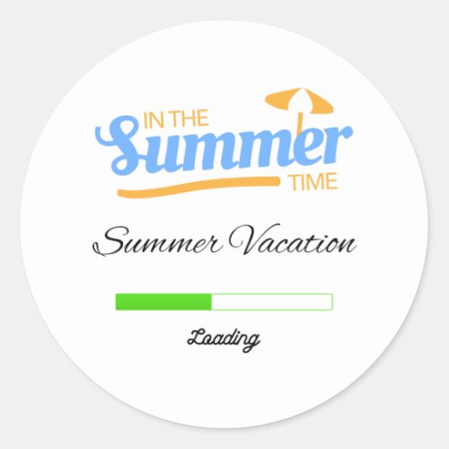 summer vacation loading classic round sticker