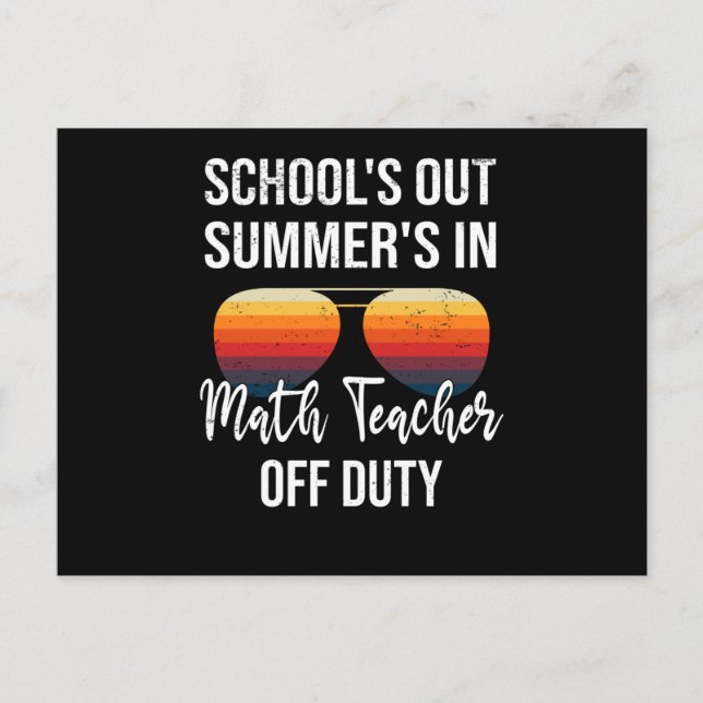 Summer Vacation Math Teacher Graduating From Postcard (Front)