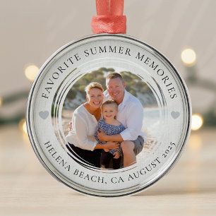 Summer Vacation Memories Family Photo Keepsake Metal Ornament