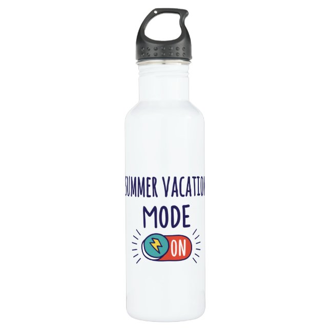 Summer Vacation mode On Stainless Steel Water Bottle (Front)