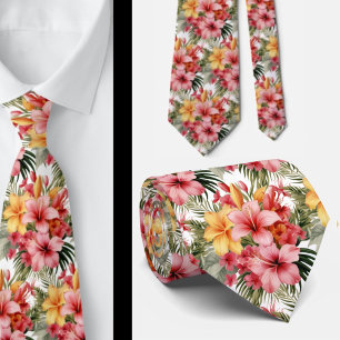 Summer Vacation Neck Tie   Tropical Hibiscus 