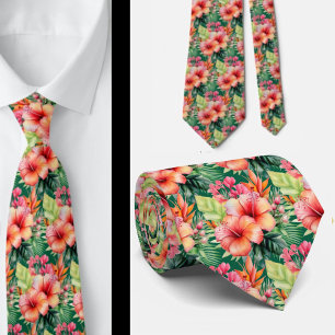 Summer Vacation Neck Tie   Tropical Hibiscus 