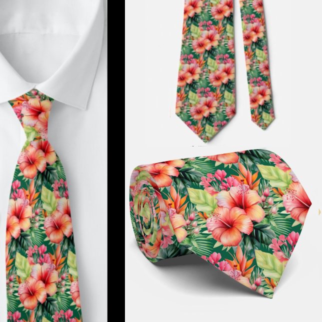Summer Vacation Neck Tie | Tropical Hibiscus  (Creator Uploaded)