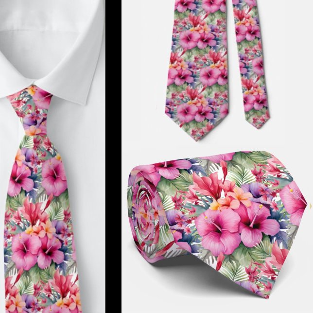 Summer Vacation Neck Tie | Tropical Hibiscus  (Creator Uploaded)