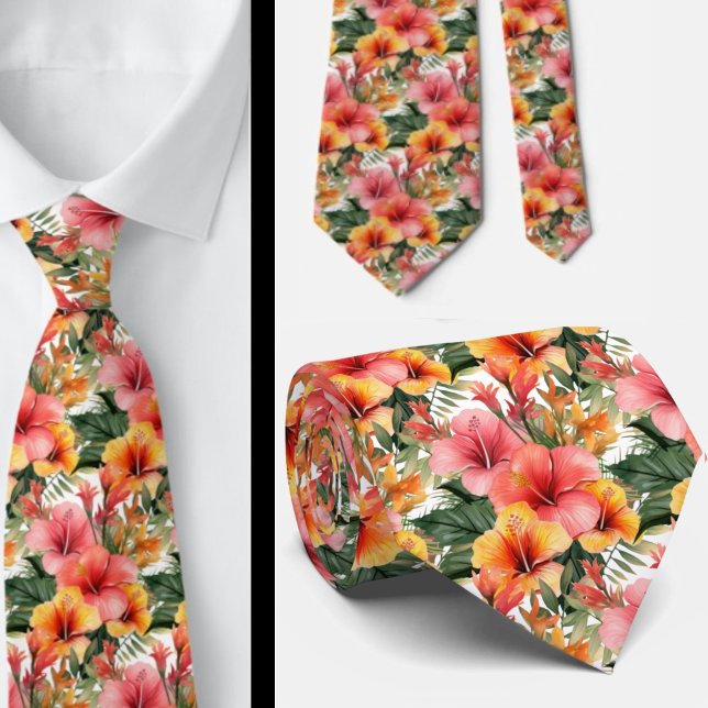 Summer Vacation Neck Tie | Tropical Hibiscus  (Creator Uploaded)