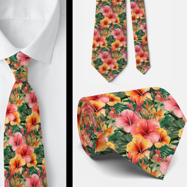 Summer Vacation Neck Tie | Tropical Hibiscus  (Creator Uploaded)