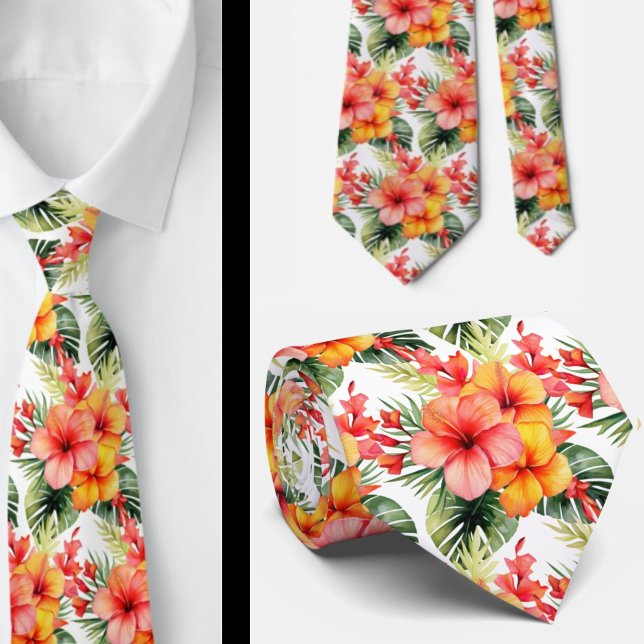 Summer Vacation Neck Tie | Tropical Hibiscus  (Creator Uploaded)