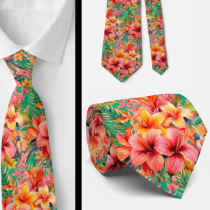 Summer Vacation Neck Tie   Tropical Hibiscus 