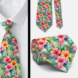 Summer Vacation Neck Tie   Tropical Hibiscus 