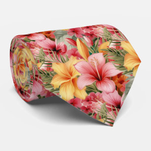Summer Vacation Neck Tie   Tropical Hibiscus
