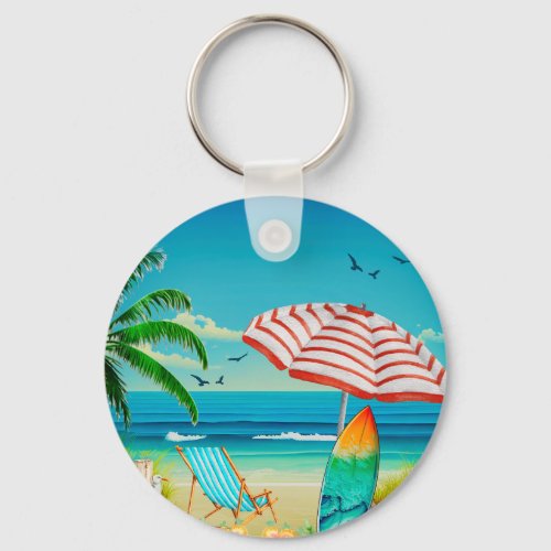 Summer vacation on the beach Relaxation Keychain