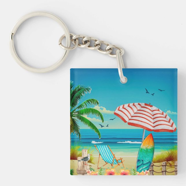 Summer vacation on the beach, Relaxation Keychain (Front)