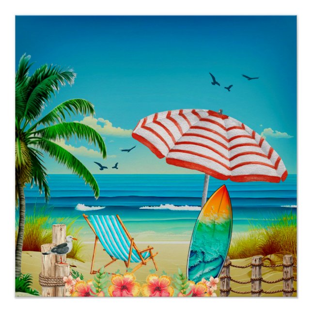 Summer vacation on the beach, Relaxation Poster (Front)