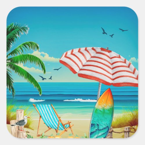Summer vacation on the beach Relaxation Square Sticker
