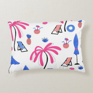 Summer Vacation: Palm Trees Pineapples Pattern Accent Pillow