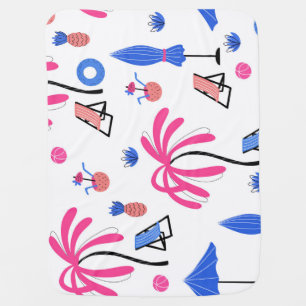 Summer Vacation: Palm Trees Pineapples Pattern Baby Blanket
