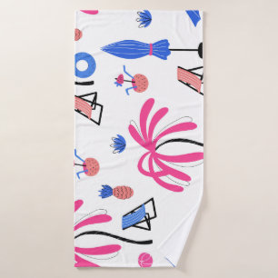 Summer Vacation: Palm Trees Pineapples Pattern Bath Towel