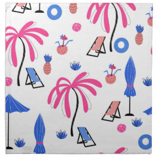 Summer Vacation: Palm Trees Pineapples Pattern Cloth Napkin
