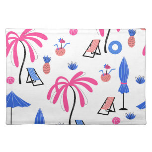 Summer Vacation: Palm Trees Pineapples Pattern Cloth Placemat
