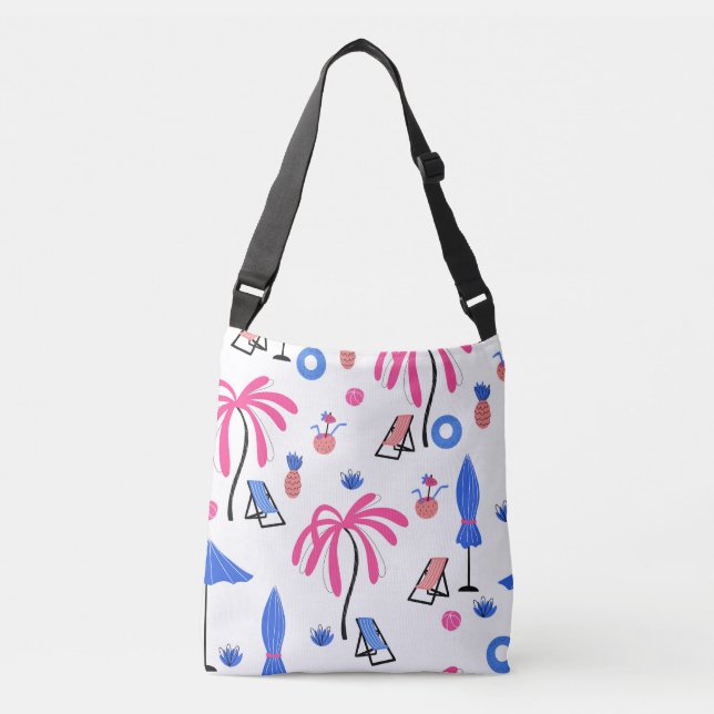 Summer Vacation: Palm Trees Pineapples Pattern Crossbody Bag (Front)