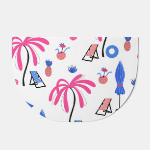 Summer Vacation: Palm Trees Pineapples Pattern Doormat