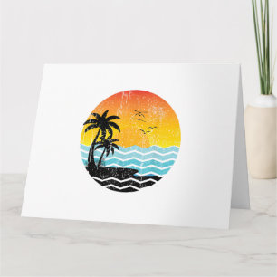 Summer Vacation Palm Trees Retro Sunset Tropical S Card
